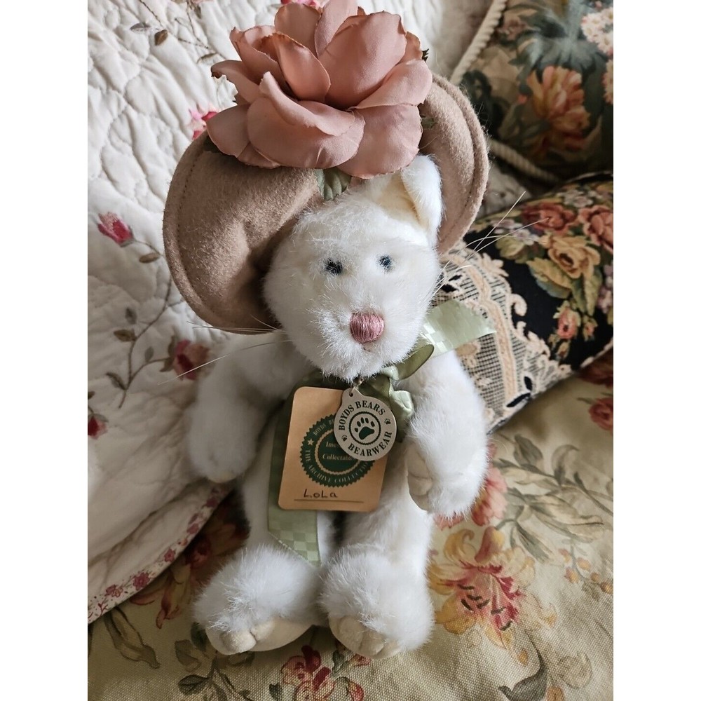 Boys Bears Lola Ninelives Cat 11" White Stuffed Plush Jointed Flower Hat Kitten
